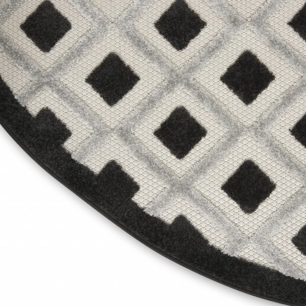 4?Round Black White Gray Indoor Outdoor Area Rug - Image 5