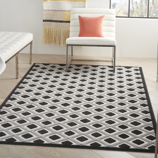 5?x 8?Black White Gray Indoor Outdoor Area Rug - Image 3