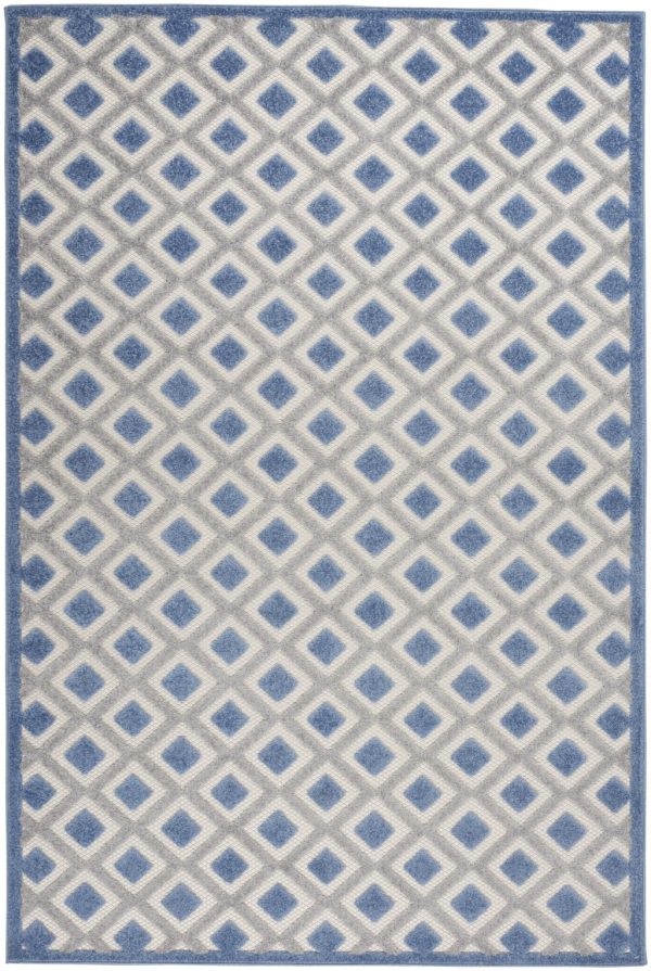 4?x 6?Blue and Gray Indoor Outdoor Area Rug