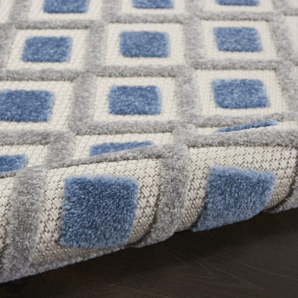 4?x 6?Blue and Gray Indoor Outdoor Area Rug - Image 2