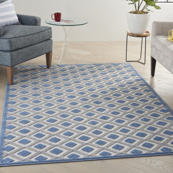 4?x 6?Blue and Gray Indoor Outdoor Area Rug - Image 3