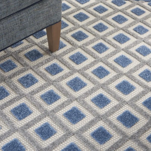 4?x 6?Blue and Gray Indoor Outdoor Area Rug - Image 4