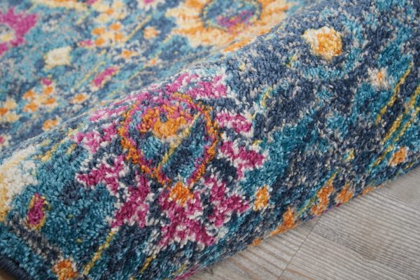 2' x 6?Denim Blue Florals Distressed Runner Rug - Image 3