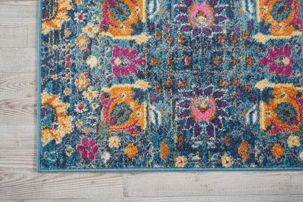 2?x 3?Denim Blue Florals Distressed Scatter Rug - Image 2