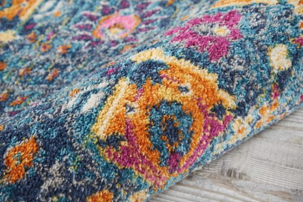 2?x 3?Denim Blue Florals Distressed Scatter Rug - Image 3