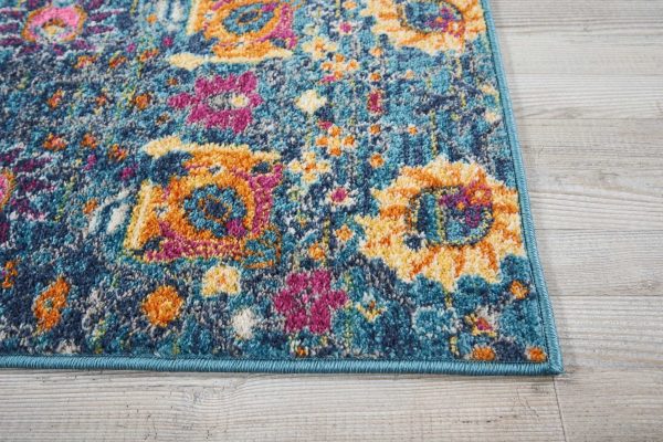 2?x 3?Denim Blue Florals Distressed Scatter Rug - Image 5
