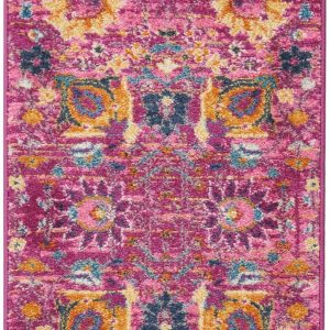 2?x 6?Fuchsia and Orange Distressed Runner Rug