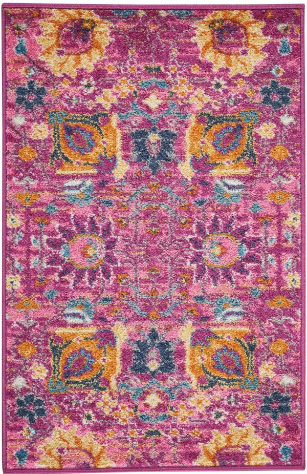 2?x 3?Fuchsia and Orange Distressed Scatter Rug