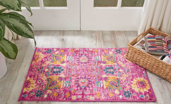 2?x 3?Fuchsia and Orange Distressed Scatter Rug - Image 4