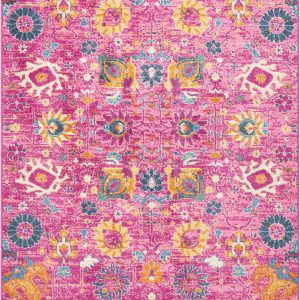4?x 6?Fuchsia and Orange Distressed Area Rug