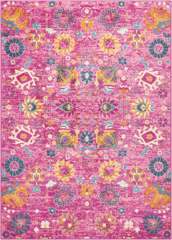 4?x 6?Fuchsia and Orange Distressed Area Rug
