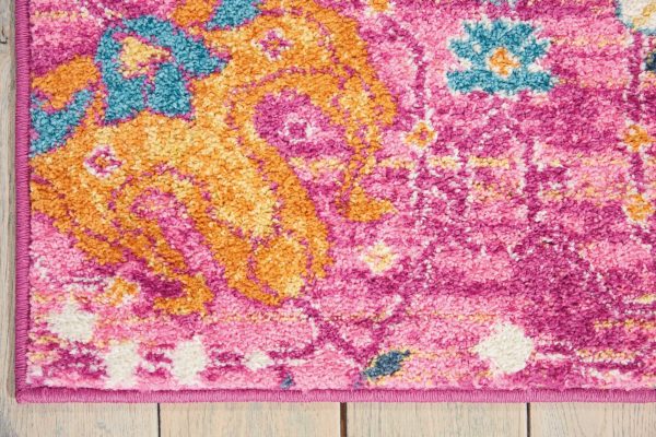 4?x 6?Fuchsia and Orange Distressed Area Rug - Image 2