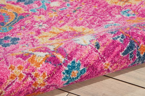 4?x 6?Fuchsia and Orange Distressed Area Rug - Image 3