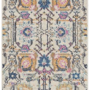 2?x 10?Ivory and Multicolor Floral Buds Runner Rug