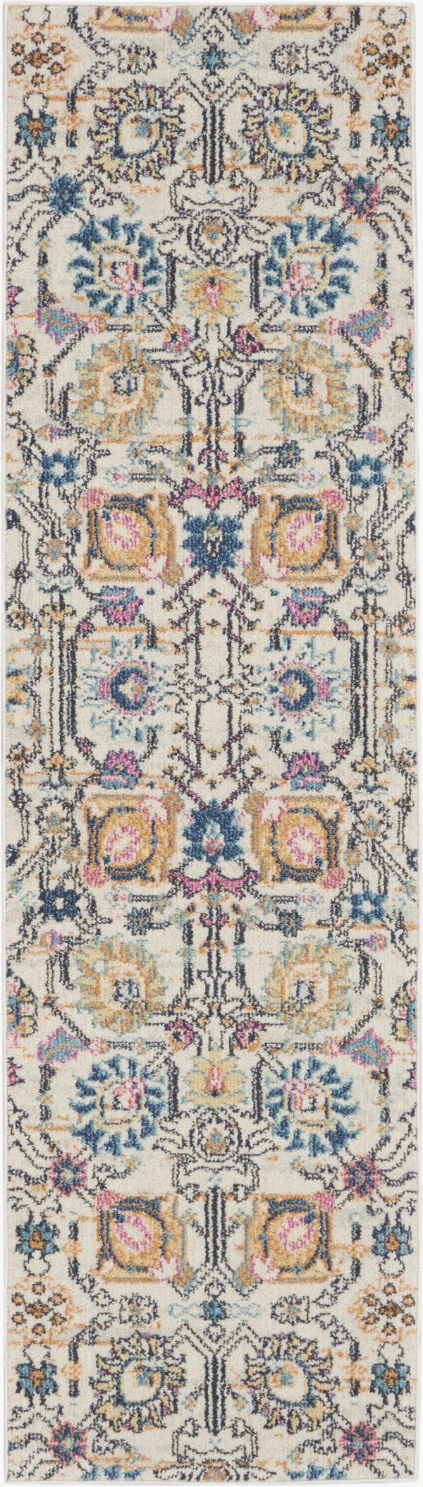 2?x 8?Ivory and Multicolor Floral Buds Runner Rug
