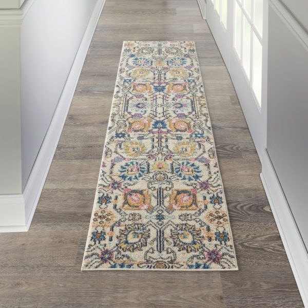 2?x 8?Ivory and Multicolor Floral Buds Runner Rug - Image 4
