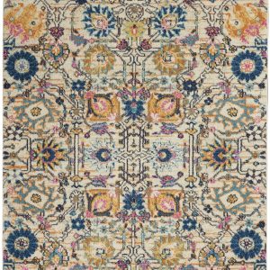 5?x 7?Ivory and Multicolor Floral Buds Area Rug