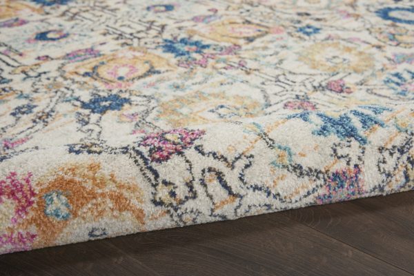 5?Round Ivory and Multicolor Floral Buds Area Rug - Image 3