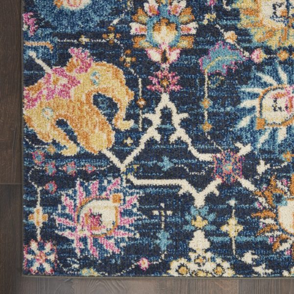 2?x 3?Navy Blue Floral Buds Scatter Rug - Image 2