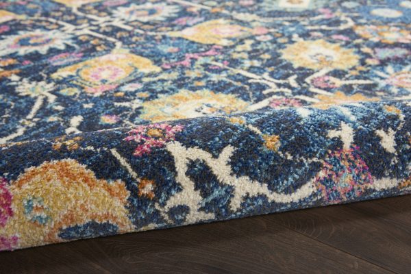 2?x 3?Navy Blue Floral Buds Scatter Rug - Image 3
