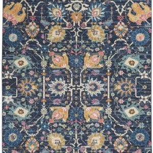 4?x 6?Navy Blue Floral Buds Area Rug