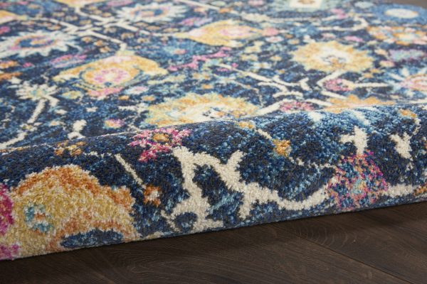 4?x 6?Navy Blue Floral Buds Area Rug - Image 3