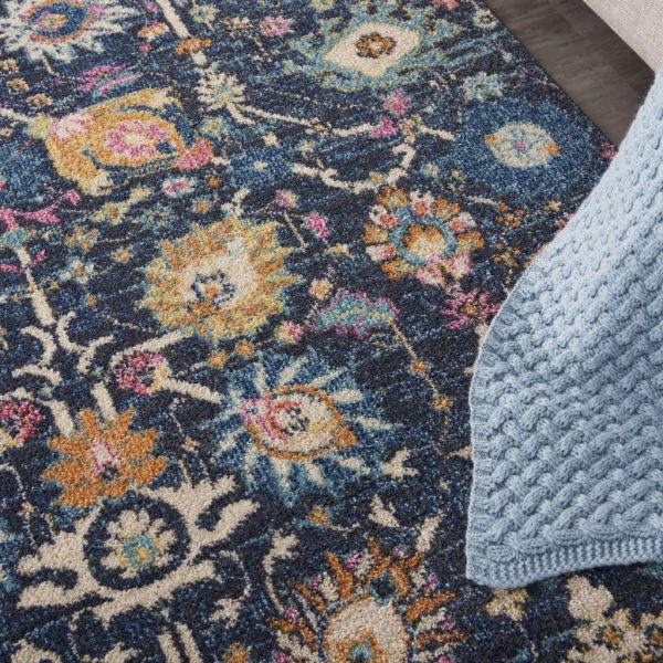 4?x 6?Navy Blue Floral Buds Area Rug - Image 5