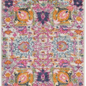 2?x 3?Gray and Pink Distressed Scatter Rug