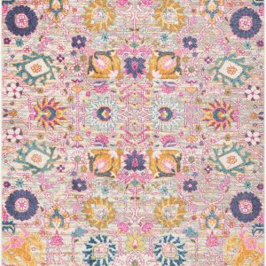 4?x 6?Gray and Pink Distressed Area Rug