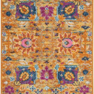 2?x 3?Sun Gold and Navy Distressed Scatter Rug