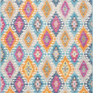 5?x 7?Multicolor Ogee Pattern Area Rug