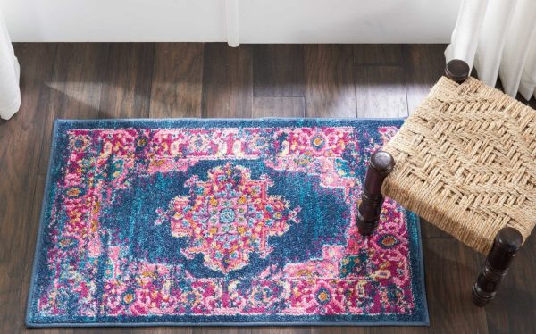 2?x 3?Blue and Pink Medallion Scatter Rug - Image 4