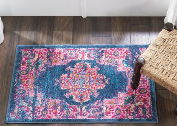 2?x 3?Blue and Pink Medallion Scatter Rug - Image 5