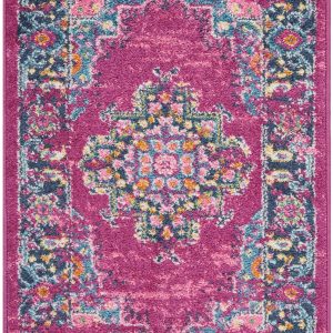 2?x 3?Fuchsia and Blue Distressed Scatter Rug