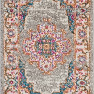 2?x 3?Gray and Gold Medallion Scatter Rug