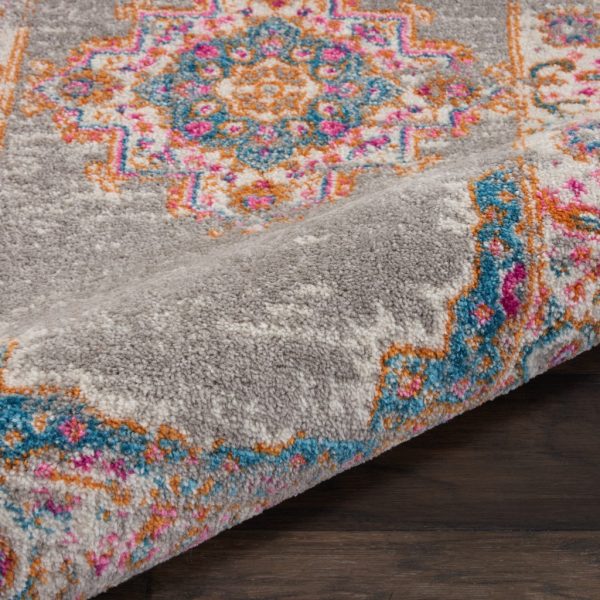 5?x 7?Gray and Gold Medallion Area Rug - Image 3