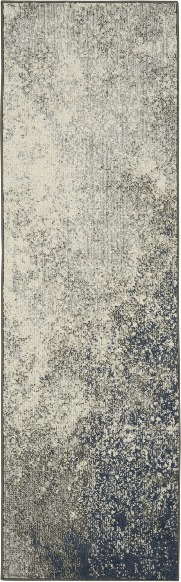 2?x 6?Charcoal and Ivory Abstract Runner Rug