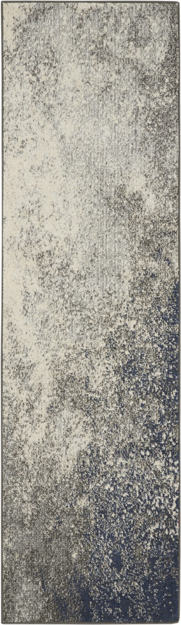 2?x 8?Charcoal and Ivory Abstract Runner Rug