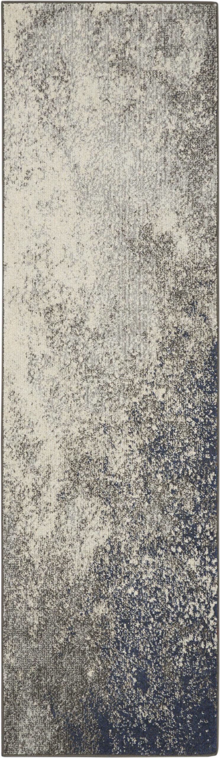 2?x 8?Charcoal and Ivory Abstract Runner Rug