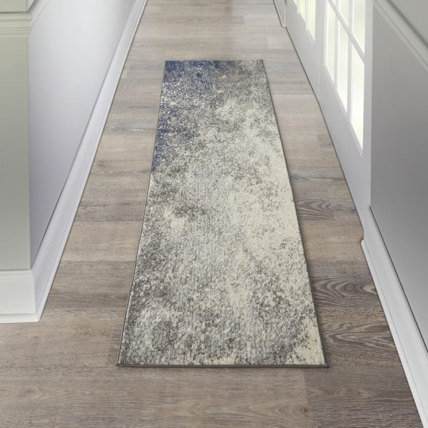 2?x 8?Charcoal and Ivory Abstract Runner Rug - Image 4