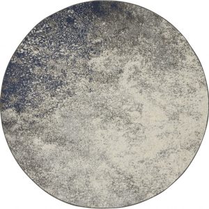 5?Round Charcoal and Ivory Abstract Area Rug