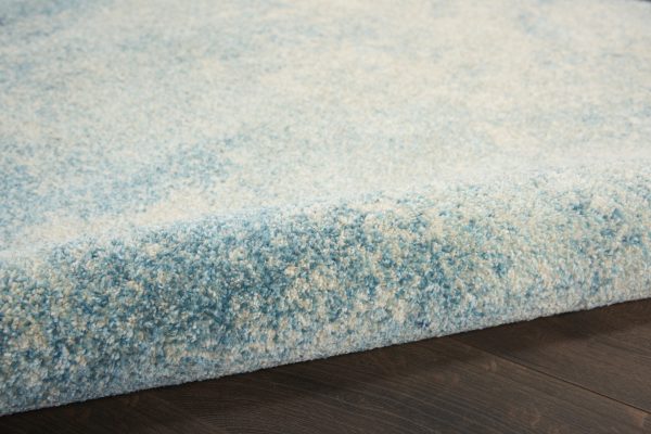 2?x 8?Light Blue and Ivory Abstract Sky Runner Rug - Image 3