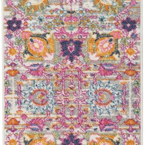 2?x 6?Gray and Pink Distressed Runner Rug