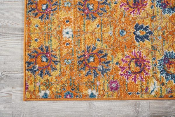 2?x 6?Sun Gold and Navy Distressed Runner Rug - Image 2