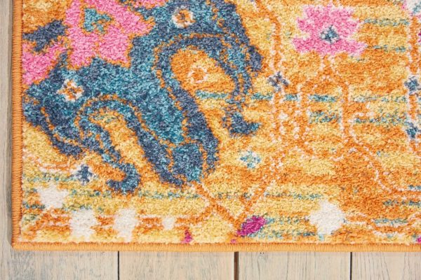 5?x 7?Sun Gold and Navy Distressed Area Rug - Image 2