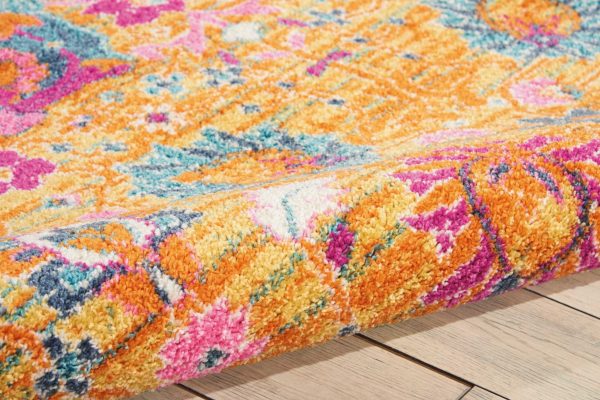 5?x 7?Sun Gold and Navy Distressed Area Rug - Image 3