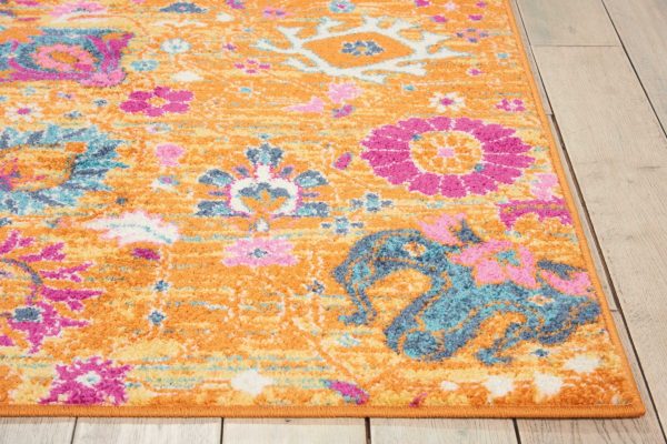 5?x 7?Sun Gold and Navy Distressed Area Rug - Image 5
