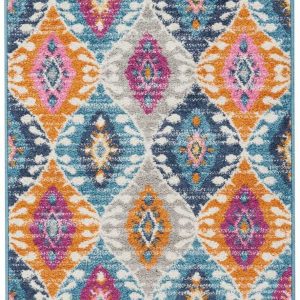 2?x 8?Multicolor Ogee Pattern Runner Rug