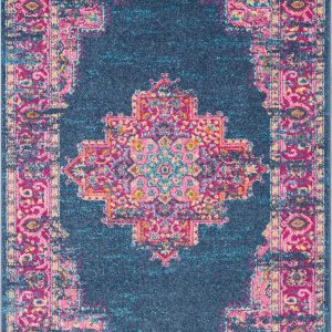 4?x 6?Blue and Pink Medallion Area Rug