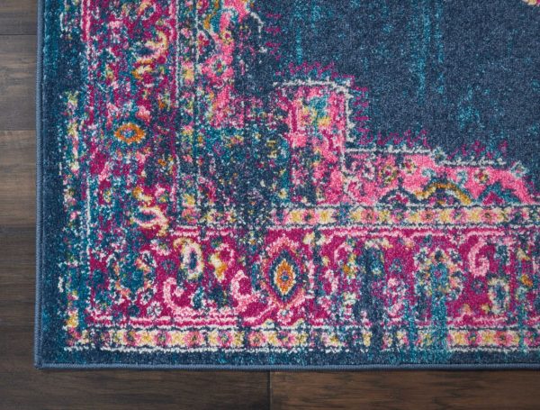 4?x 6?Blue and Pink Medallion Area Rug - Image 2